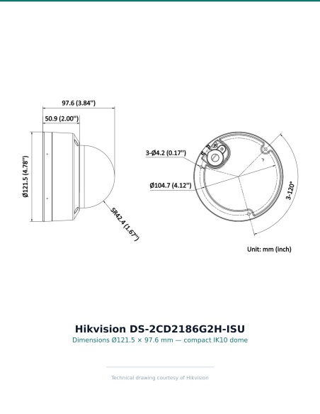 Hikvision DS-2CD2186G2-ISU(2.8mm)(C) — dimensions / reference
