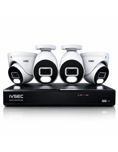 IVSEC 4K 8MP Smart IP 2TB 4CH 4x820 Bullet & Dome Cameras UHD NVR CCTV Security System (4x4)