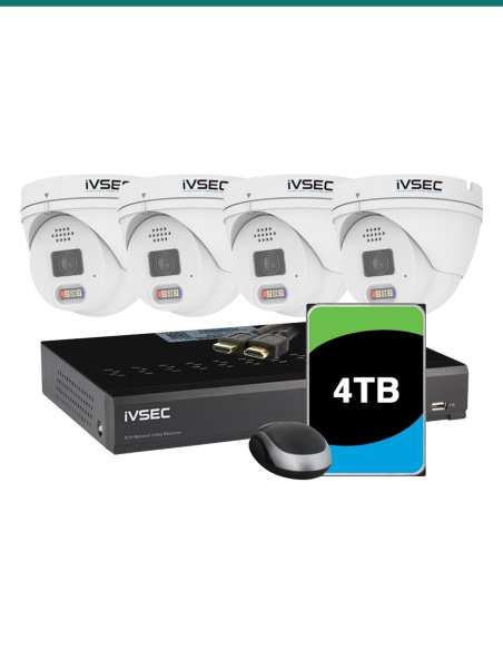 IVSEC 12MP Advanced Deterrent Kit — 4× NC340ADXB + 8CH 4TB PoE NVR — IVK-55B