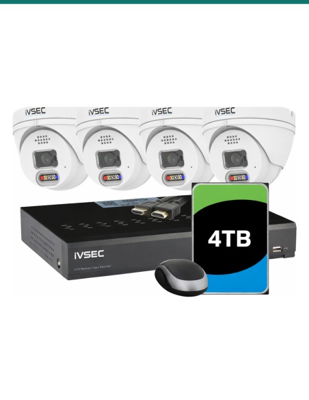 IVSEC LX Series 4MP Active Deterrent 4-Camera Kit with 4TB NVR — LVK-119B-4TB
