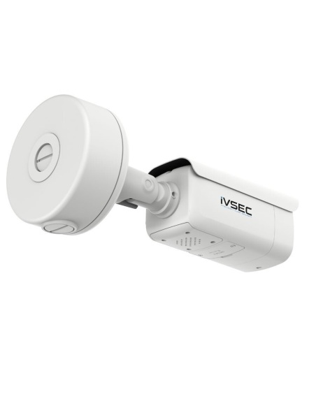 IVSEC NC529XA 8MP LPR bullet camera — rear angle with junction base