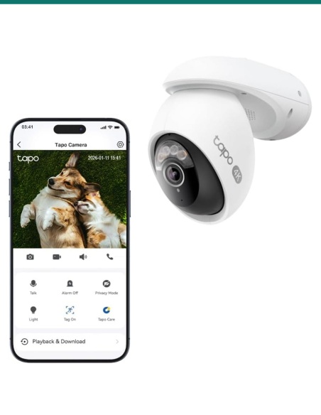 TP-Link Tapo TC46 Outdoor Pan/Tilt Security Wi-Fi Camera (4K 8MP)