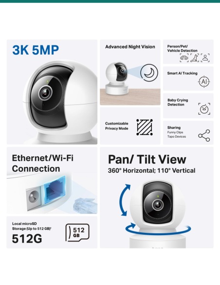 TP-Link Tapo C232 Pan/Tilt Home Security Wi-Fi Camera (5MP)