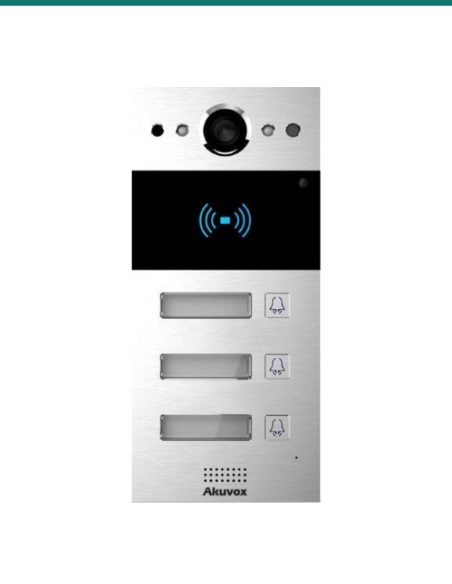 Akuvox SIP intercom with three 3 buttons video & card reader — AK-R20B3BONWALL
