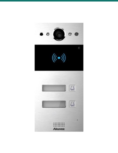 Akuvox SIP intercom with two 2 buttons video & card reader — AK-R20B2BONWALL