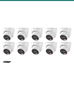 Dahua 8MP Dual Light 4K Kit — 10× HDW3867EM-S-IL-ANZ + 16CH NVR4216-16P-AI/ANZ — kit layout. Product shot may differ from the ac