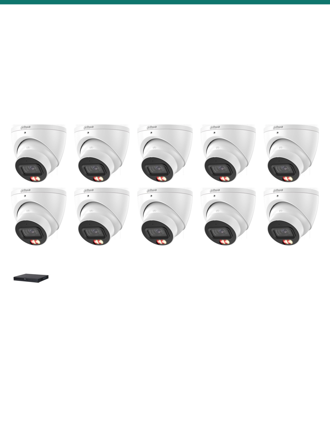 Dahua 8MP Dual Light 4K Kit — 10× HDW3867EM-S-IL-ANZ + 16CH NVR4216-16P-AI/ANZ — kit layout. Product shot may differ from the ac