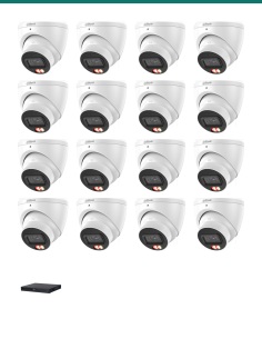 Dahua 8MP Dual Light 4K Kit — 16× HDW3867EM-S-IL-ANZ + 16CH NVR4216-16P-AI/ANZ — kit layout. Product shot may differ from the ac