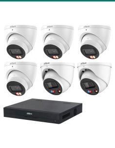 Dahua 8MP Dual Light + TiOC 4K Kit — 4× HDW3867EM + 2× HDW3849H + 8CH NVR — kit layout. Product shot may differ from the actual 