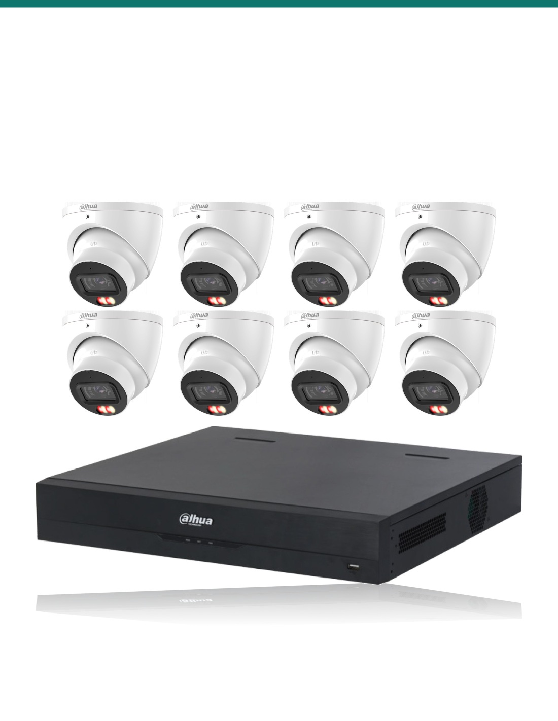 Dahua 8× HDW3867EM-S-IL-ANZ + 8CH NVR kit. Product shot may differ from the actual product.