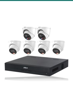 Dahua 4× HDW3867EM + 2× white TiOC + 8CH NVR kit. Product shot may differ from the actual product.