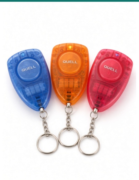 Quell 3 Pack Personal Siren Alarm + Light Blue/Orange/Red Combination