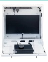 Datatek 24SECCAB wall cabinet open — monitor plate, 2RU rail, PDU — Product shot may differ from the actual product.