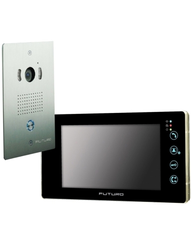 Futuro Video Intercom Kit with Black Recording Screen and Flush Mount CP4 Camera - FUT-112B-KIT