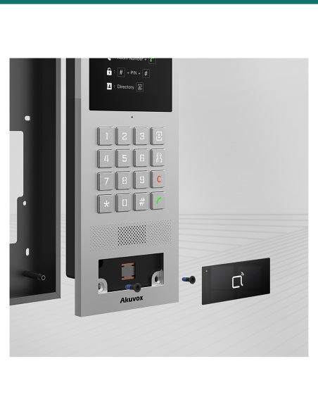 Akuvox S532 with its mounting box and card reader panel