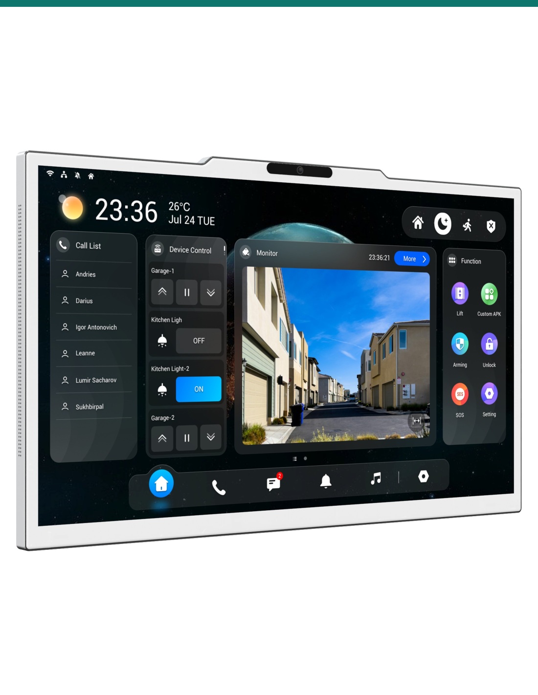Akuvox X937A 15.6-inch indoor monitor — left three-quarter view