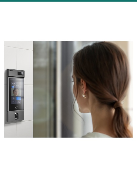 Akuvox S535 with fingerprint module at an apartment entrance