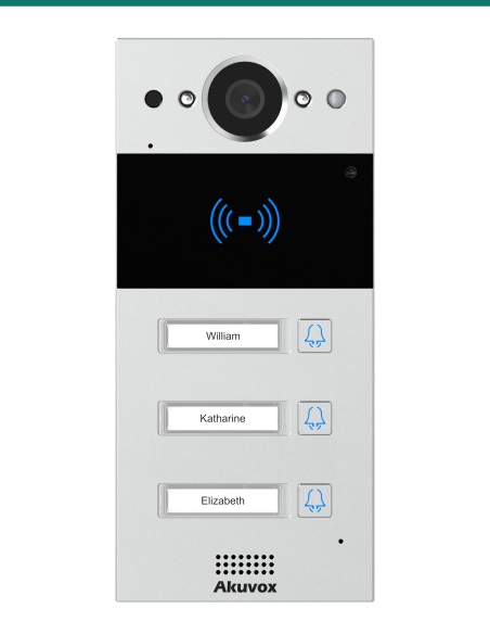 Akuvox R20B 3-Button Silver SIP Video Door Phone with Card Reader — AK-R20B3BONWALL