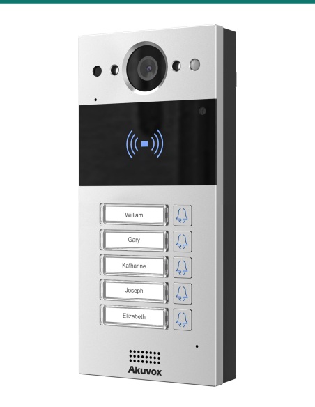 Akuvox R20B 5-button door phone — right three-quarter view
