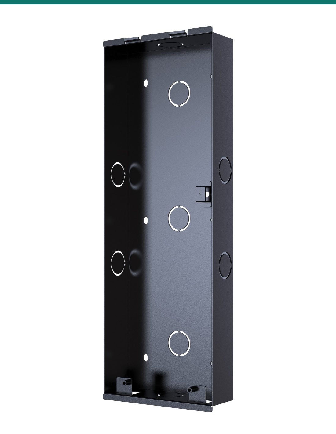Akuvox X915 black in-wall mounting box — right three-quarter view