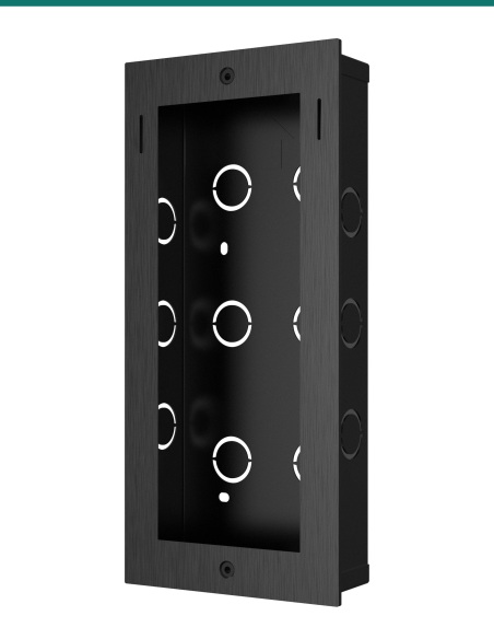 Akuvox X912 in-wall box and decoration panel — right three-quarter view