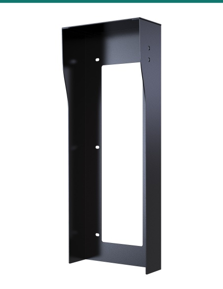 Akuvox X915 black on-wall rain cover — right three-quarter view Akuvox X915 black on-wall rain cover — right three-quarter view