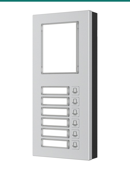 Akuvox MD06 6-button expansion module — right three-quarter view