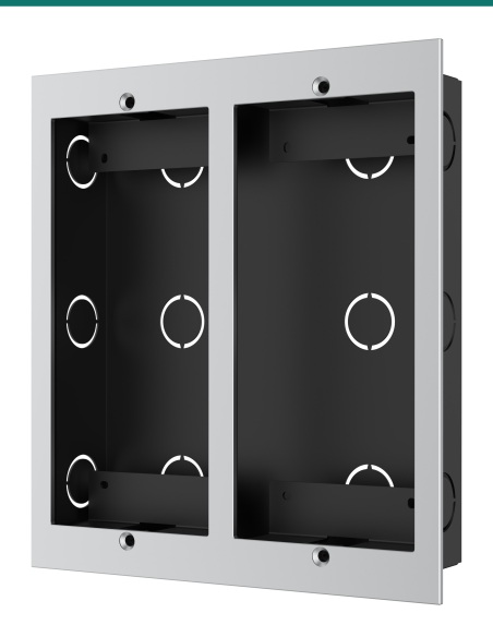 Akuvox two-unit in-wall box — right three-quarter view