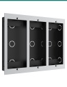 Akuvox three-unit in-wall box — left three-quarter view