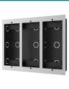 Akuvox three-unit in-wall box — right three-quarter view