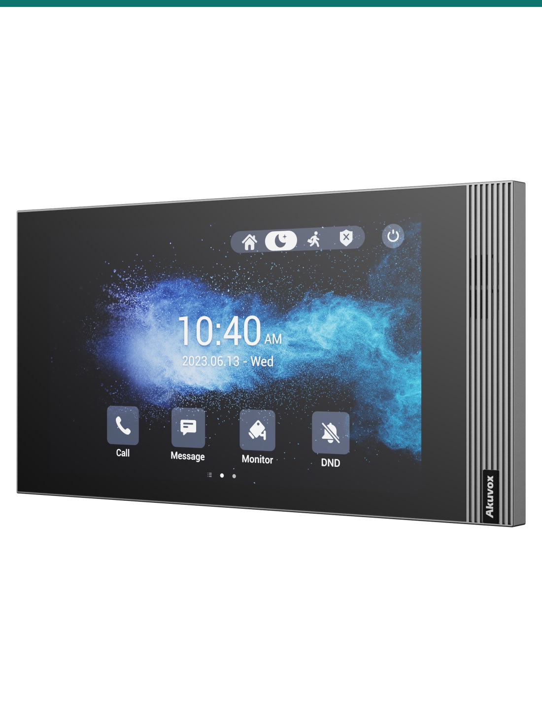 Akuvox S562W-2 grey 2-wire indoor monitor — right three-quarter view