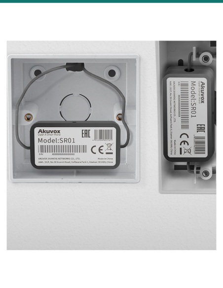 Akuvox SR01 fitted in standard installation boxes