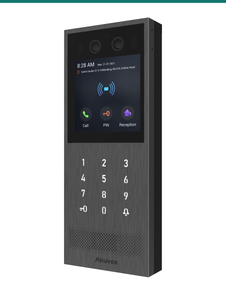 Akuvox X912K keypad door phone — left three-quarter view Akuvox X912K keypad door phone — left three-quarter view