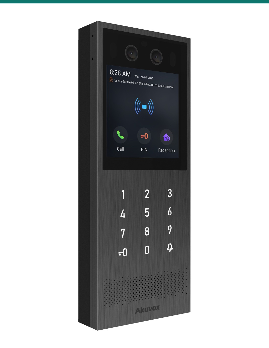 Akuvox X912K keypad door phone — right three-quarter view