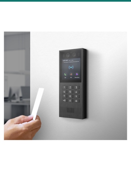 Akuvox X912K mounted on a wall with card entry Akuvox X912K mounted on a wall with card entry
