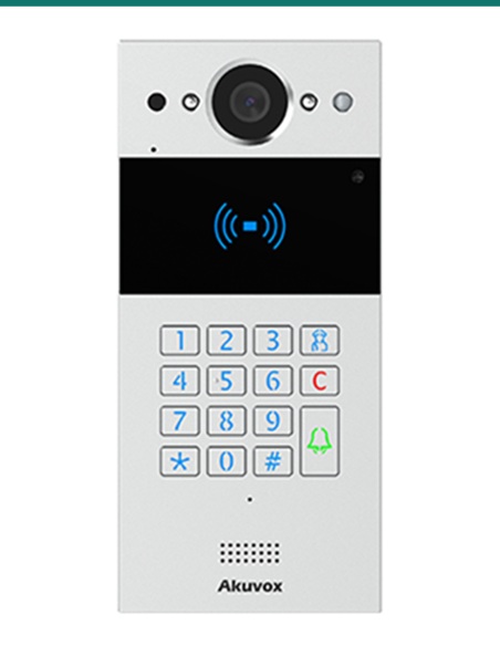 Akuvox R20K silver SIP video door phone with keypad — front
