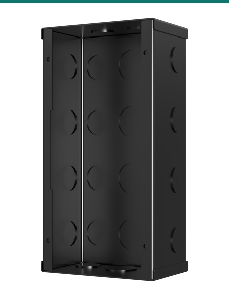Akuvox E21 black in-wall mounting box — right three-quarter view