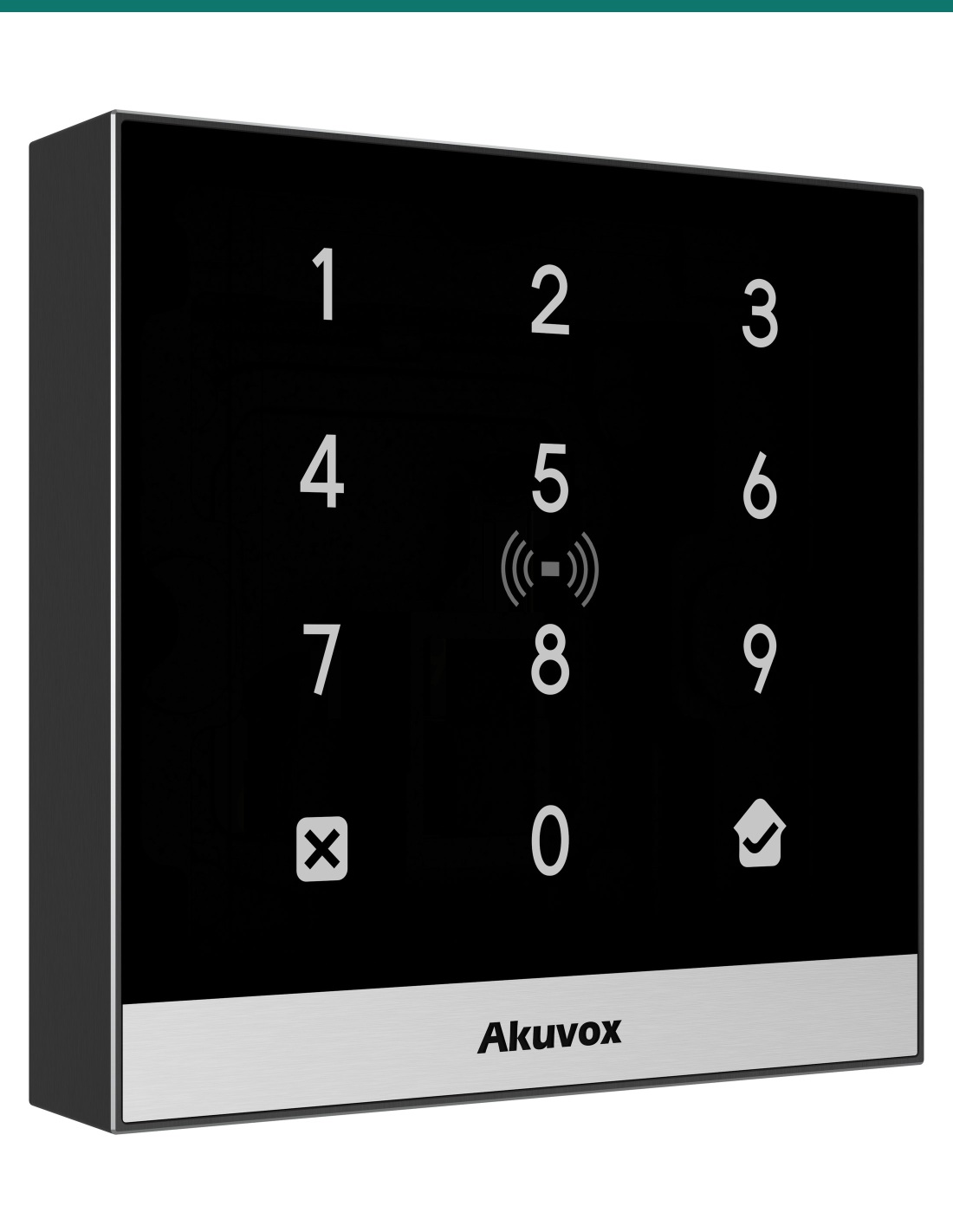 Akuvox A02S keypad access control terminal — left three-quarter view