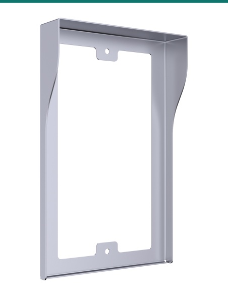 Akuvox R20A / R25A silver in-wall rain hood — left three-quarter view Akuvox R20A / R25A silver in-wall rain hood — left three-quarter view