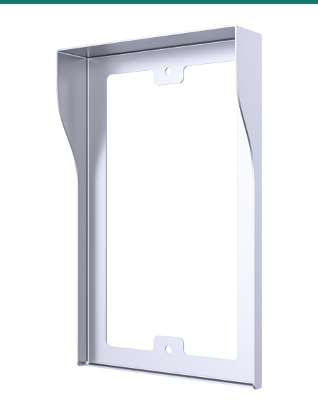 Akuvox R20A / R25A silver in-wall rain hood — right three-quarter view Akuvox R20A / R25A silver in-wall rain hood — right three-quarter view