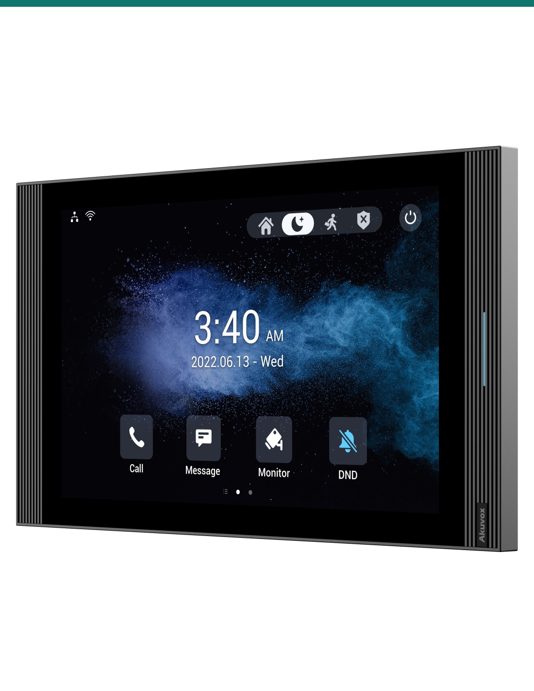 Akuvox S567 grey indoor monitor — right three-quarter view