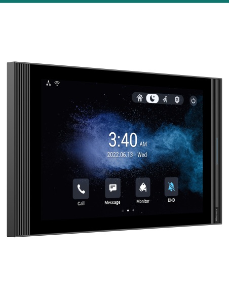 Akuvox S567G grey indoor monitor — left three-quarter view