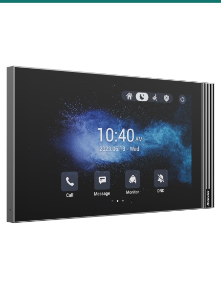 Akuvox S563 grey indoor monitor — left three-quarter view