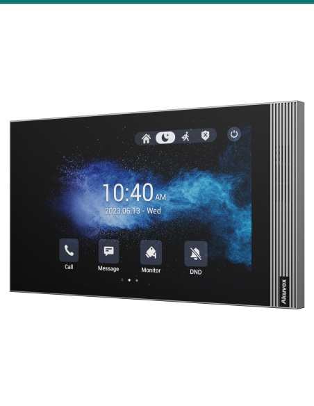 Akuvox S563 grey indoor monitor — right three-quarter view