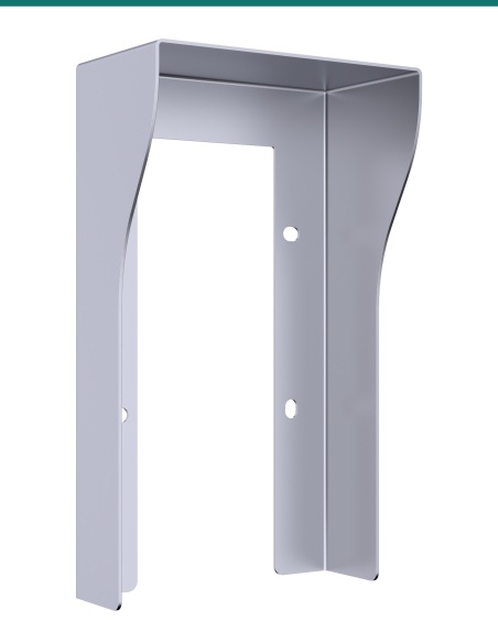 Akuvox R20A / R25A silver on-wall rain hood — left three-quarter view Akuvox R20A / R25A silver on-wall rain hood — left three-quarter view