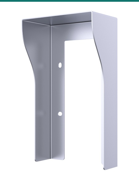 Akuvox R20A / R25A silver on-wall rain hood — right three-quarter view Akuvox R20A / R25A silver on-wall rain hood — right three-quarter view