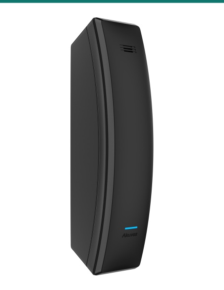 Akuvox S560 black audio indoor handset — left three-quarter view