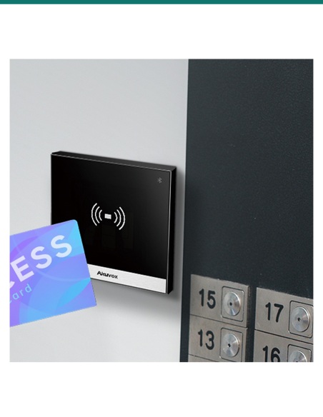 Akuvox A03S with an access card at a lift lobby