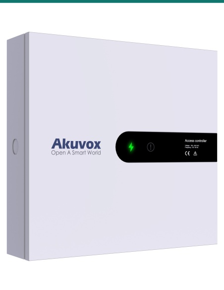 Akuvox A094S 4-door access controller — left three-quarter view Akuvox A094S 4-door access controller — left three-quarter view