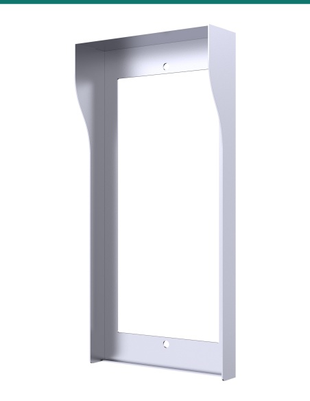 Akuvox R20K / R25K / R20B silver in-wall rain hood — right three-quarter view